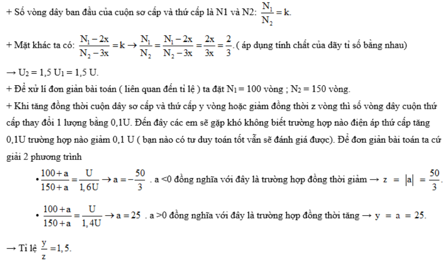 điện áp hiệu dụng ở hai đầu cuộn thứ cấp để hở đều thay đổi một lượng bằng 0,1U.png